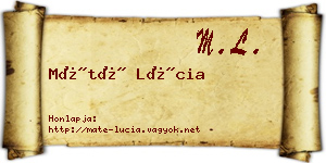 Máté Lúcia névjegykártya